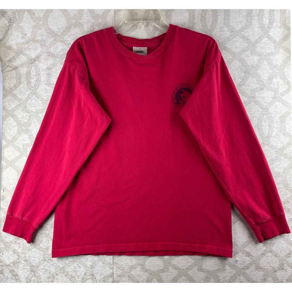 Adidas 2005 Boston Marathon Mens M Red 109th BAA Long Sleeve Cotton Tee Shirt